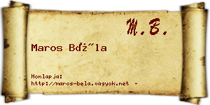 Maros Béla névjegykártya